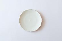 綾花皿 大 粉引