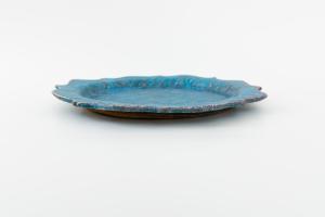 8トンガリ リム皿 L 青