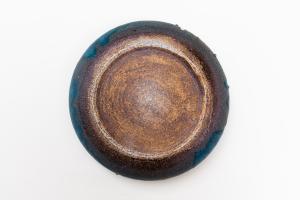 くぼみ台皿 8寸 青