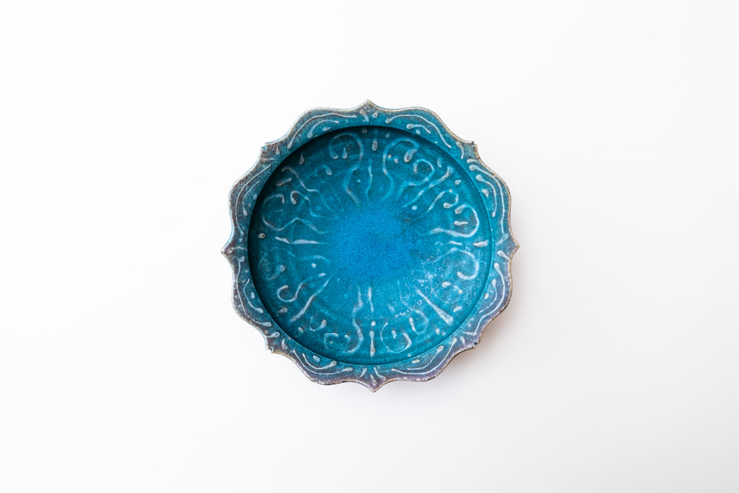 稜花鉢 イッチン 青