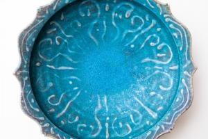 稜花鉢 イッチン 青