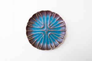 菊花皿 L 青
