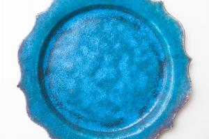 8トンガリ リム皿 L 青