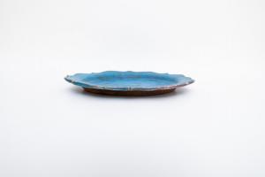 8トンガリ リム皿 L 青