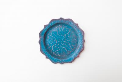 8トンガリ リム皿 M イッチン 青A