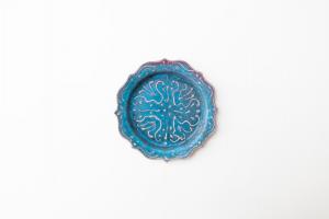 8トンガリ リム皿 S イッチン 青