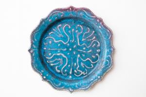 8トンガリ リム皿 S イッチン 青