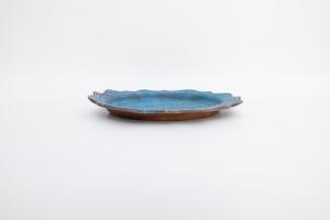 8トンガリ リム皿 L イッチン 青A