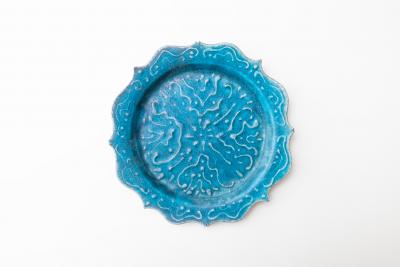 8トンガリ リム皿 L イッチン 青B