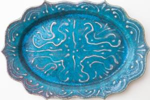 6トンガリオーバル皿 M イッチン 青B