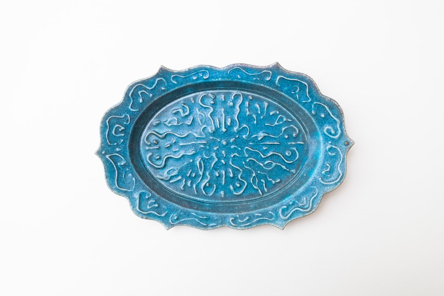 6トンガリオーバル皿 L イッチン 青