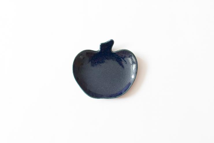 瑠璃釉りんご皿 小