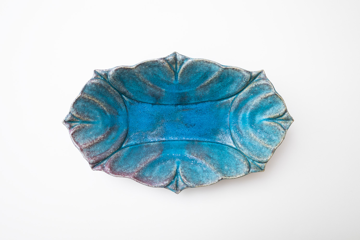 ハート鉢 長方 L 青