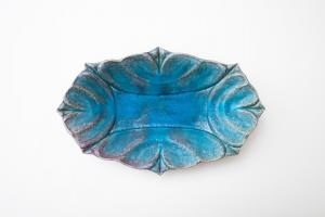 ハート鉢 長方 L 青