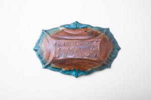 ハート鉢 長方 L 青