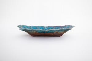 ハート鉢 長方 L 青