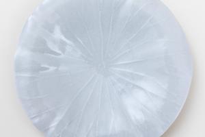 灰青釉 蓮の葉 六寸皿