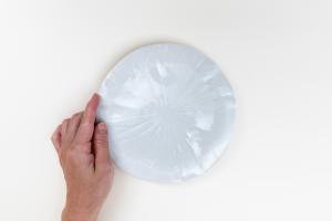 灰青釉 蓮の葉 六寸皿