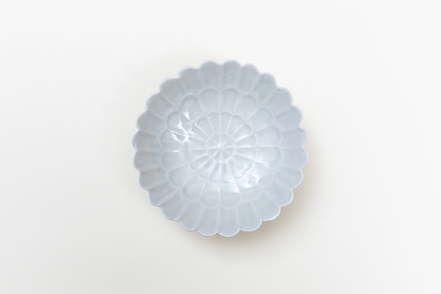 灰青釉 菊 五寸鉢