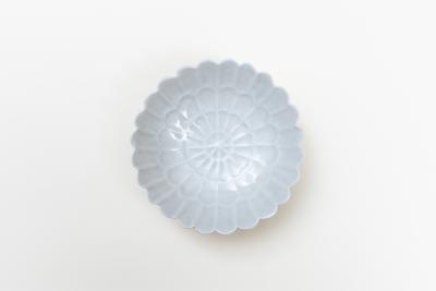 灰青釉 菊 五寸鉢