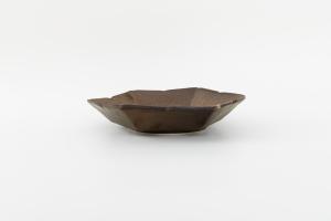 ブロンズ釉 花七宝 五寸皿