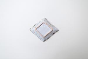 灰青釉 輪花 菱形皿