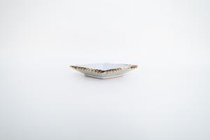 灰青釉 輪花 菱形皿