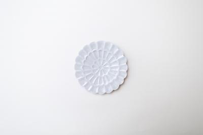 灰青釉 菊 四寸皿