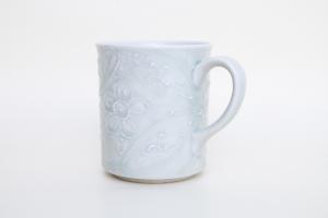 灰青釉 花七宝 マグカップ