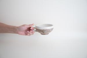 渕荒横彫スープカップ 丸