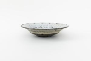 青灰 刷毛目 花浅鉢 6寸
