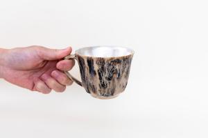 黒流×シルバー 面取マグカップ