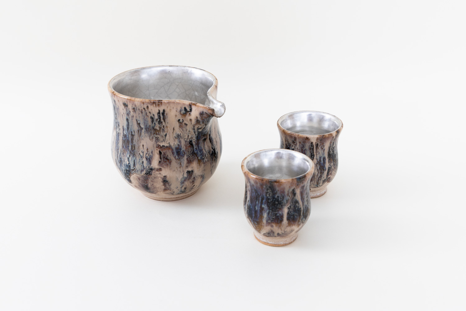 黒流×シルバー 酒器セット