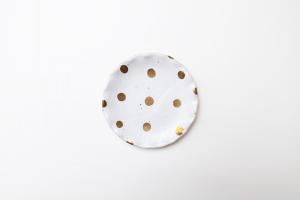 粉引金彩 波ふち皿 ドット