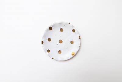 粉引金彩 波ふち皿 ドット