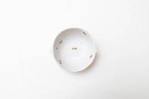 粉引金彩 耳付き CORONボウル リボン