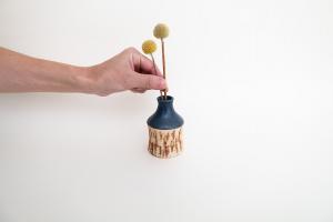 スクラッチ 一輪挿し 青