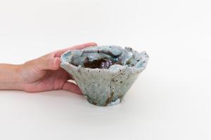 灰粉引 植木鉢 B