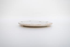 粉引金彩 オーバルリム皿 大 リボン