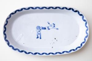 楕円小皿 プロレス(ドロップキック)