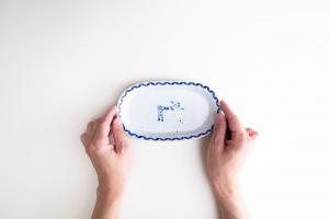 楕円小皿 プロレス(ドロップキック)