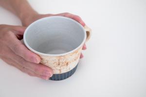 スクラッチしのぎマグカップ 青