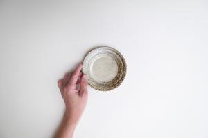 キナリ三島菓子皿 4寸