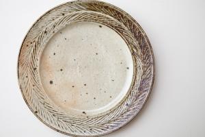 キナリ三島菓子皿 6寸