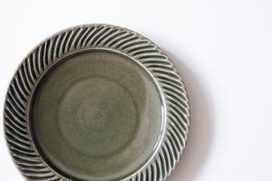 緑釉5寸しのぎ皿