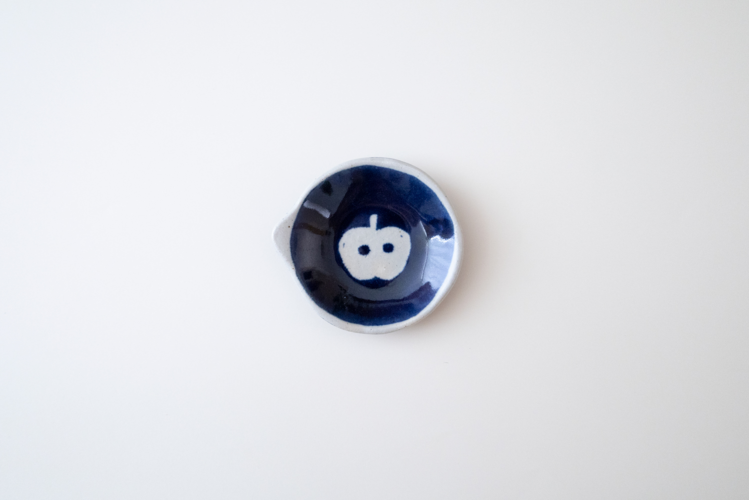 青色 耳付き豆皿 リンゴ B