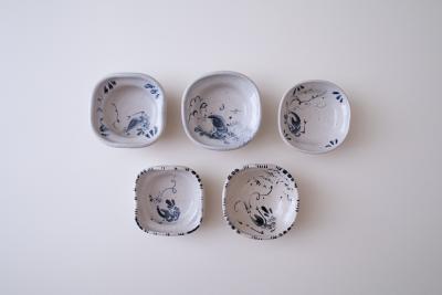 美濃染付海老文豆皿