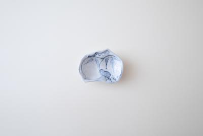 染付桃型豆皿