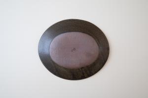 錆釉だ円リム皿 小