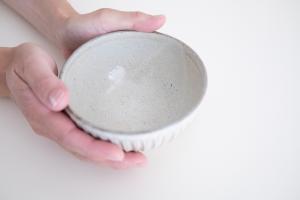 粉引 しのぎ飯碗 大